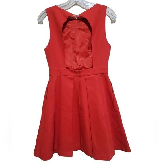 Zara Women's Orange Sleeveless Open Back Fit and Flare Sleeveless Dress Sz Small - Picture 4 of 8